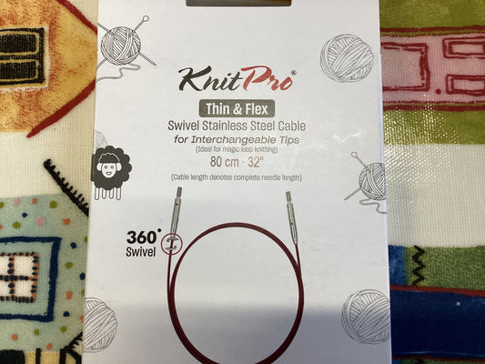 KnitPro Swivel stainless steel cable thin and flex